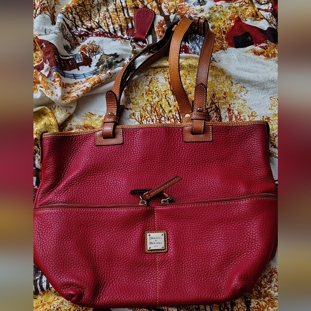 Dooney & Bourke Red Pebbled Leather Tote